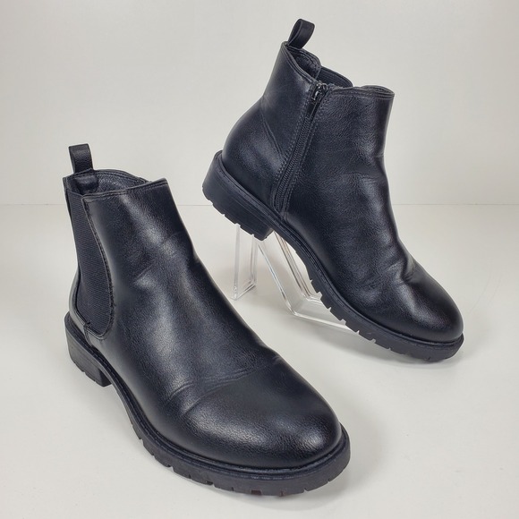 SM New York Womens 8.5M Leona Black Ankle Boots With Zip Excellent Condition - Picture 1 of 7